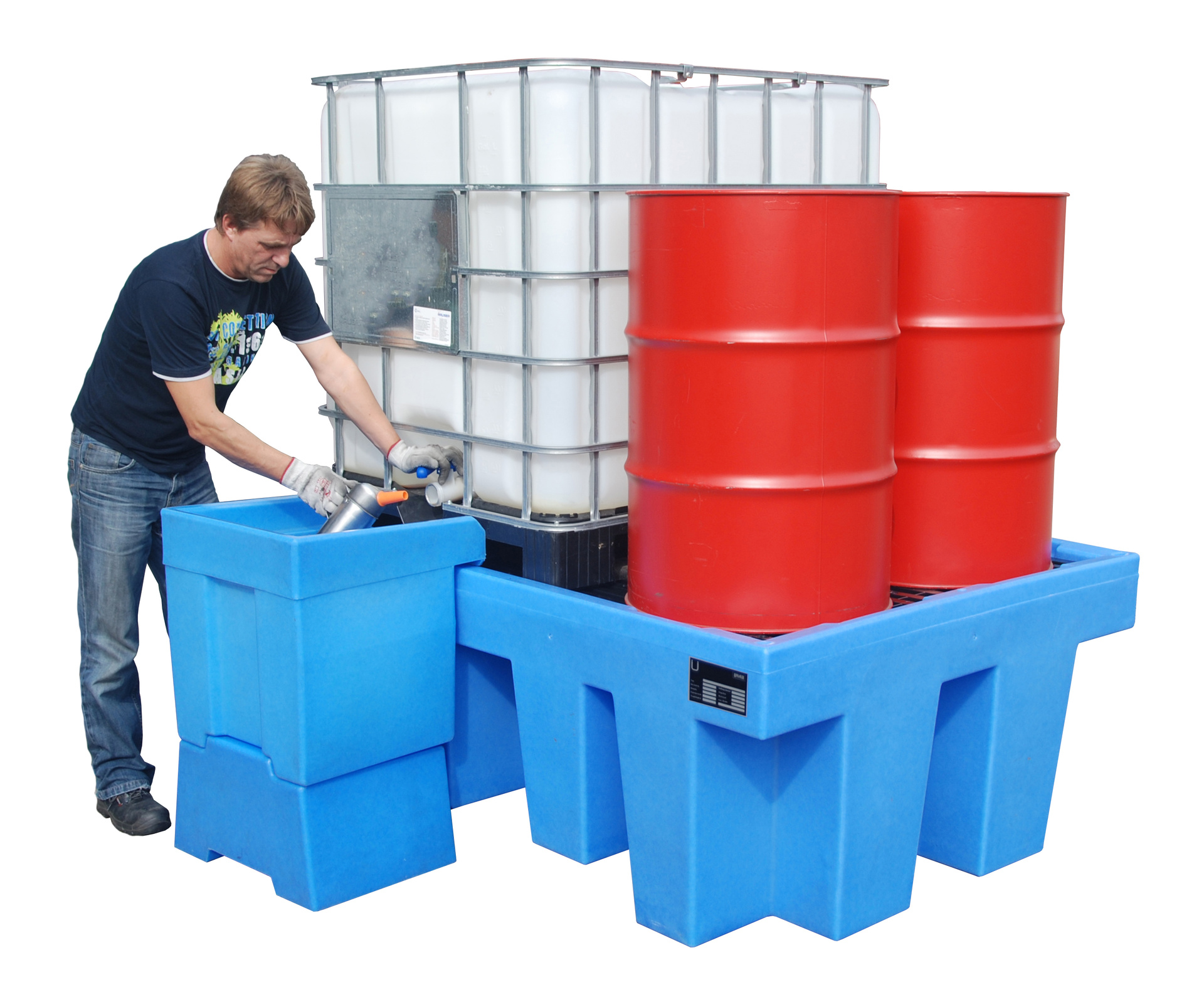 PE-Auffangwanne Typ WP-PE PE blau mit Zubehör